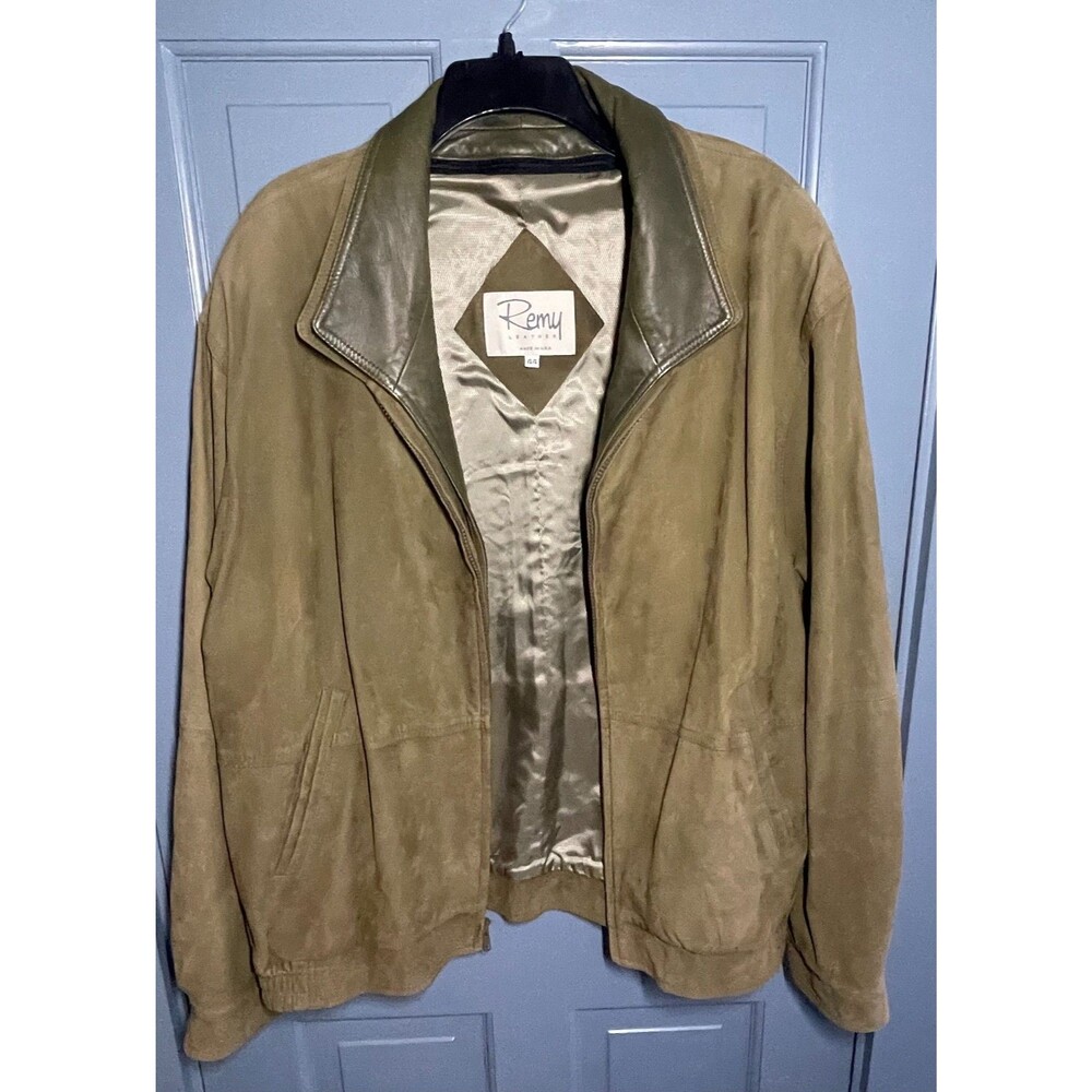 Remy Leather bomber-style jacket in a brown/tan suede